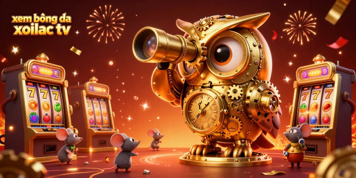 Experience the excitement of xem bóng đá xoilac tv, featuring a golden owl and lively slot machine action.