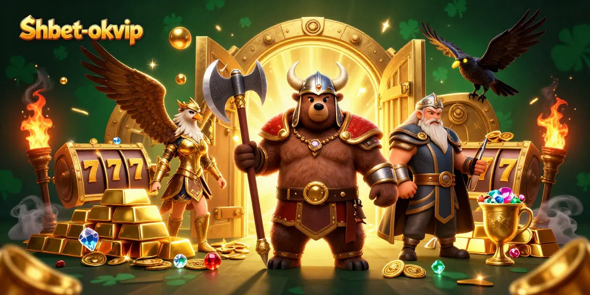 Engage with shbet-okvip's vibrant online casino experience, featuring rich golds and dynamic characters.