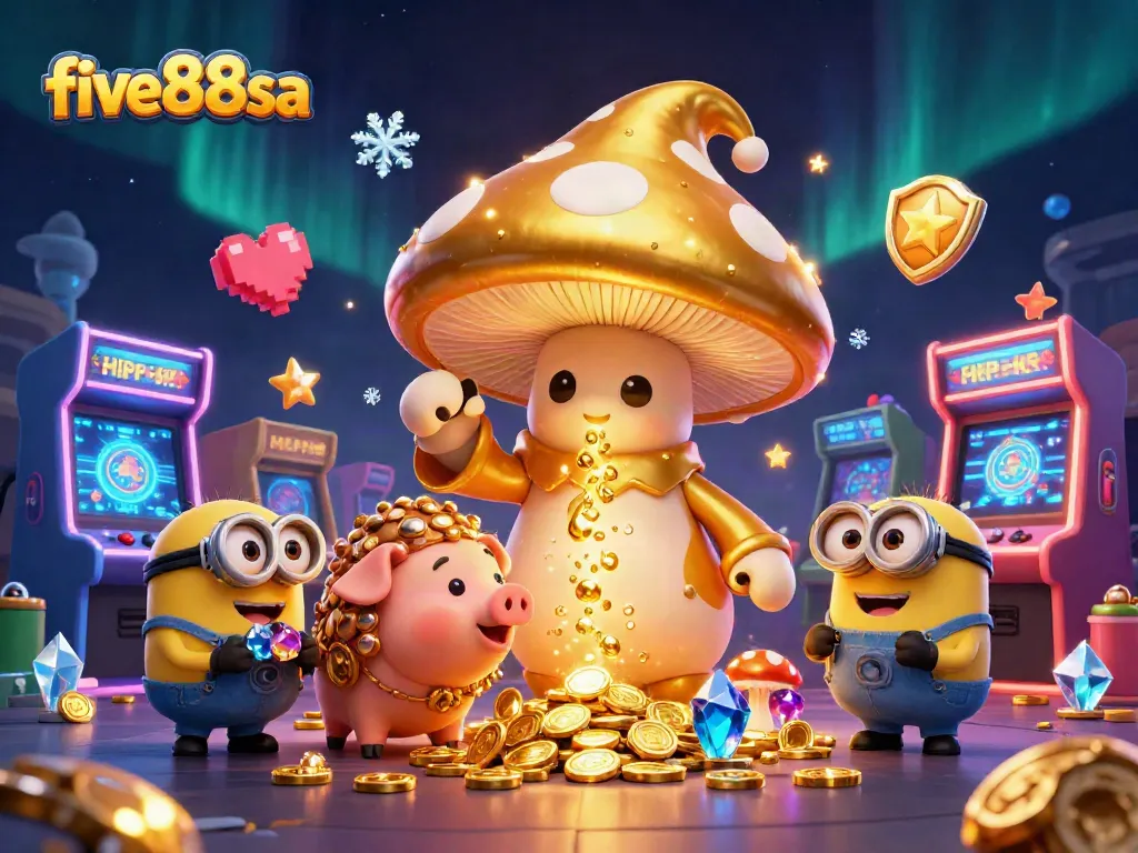 Experience epic gameplay with five88sa in this vibrant casino-themed digital art scene.